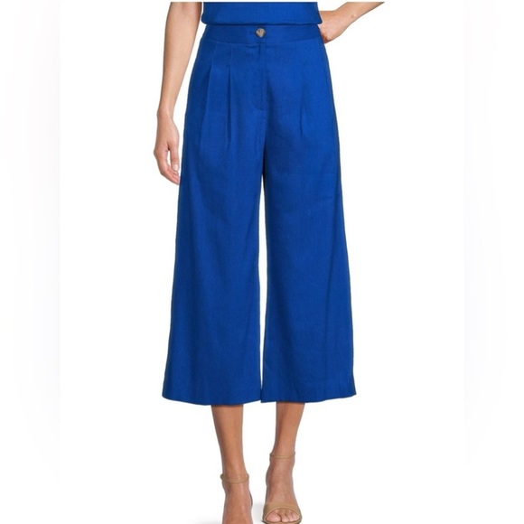 Antonio Melani Brenda Linen Blend Cropped Wide Leg Pants Size 6 - Picture 1 of 7